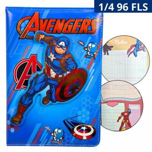 Caderno Brochura 1/4 96 Folhas Capa 3D Heróis Anotações Escolar