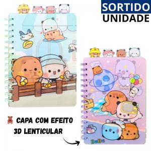 Caderno Espiral Urso 1/4 120 Folhas Flexível com 4 Divisórias para Anotações