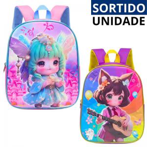 Mochila Escolar Feminina com Rodinhas e Kit Lancheira Estojo Cuiabá