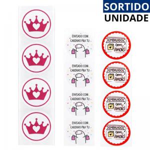 Cartela Adesiva para Embalagens Sortidas 100 Etiquetas 4Cm Coloridas