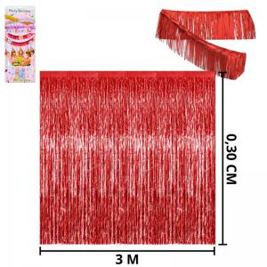 Varal de Franja Fita Metalizado Vermelho 0,30X3M Decoração Festiva