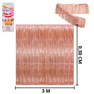 Varal Franja Fita Metalizado Rose Gold 0,30X3M Decoração Festas