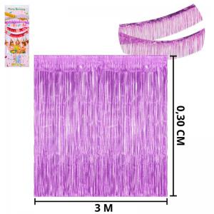 Varal de Franja Fita Metalizado Lilás 0,30X3M Decoração Festiva