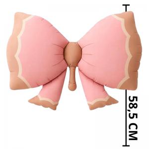 Balão Metalizado Rosa Laço Grande 92X58,5Cm Decoração Festiva