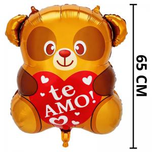 Balão Metalizado Urso com Frase Te Amo 65X58Cm Decoração Romântica