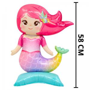 Balão Metalizado Sereia com Base 38X58Cm Decoração Festa Infantil