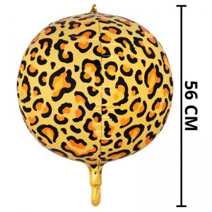 Balão Metalizado Redondo 4D Animal Print 56Cm Decoração Festa