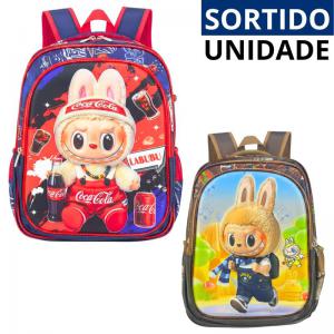 Mochila Escolar Masculina com Rodinhas e Kit Lancheira Estojo