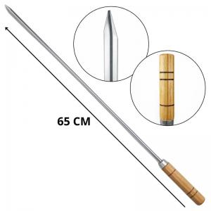 Espeto Simples Zincado 65Cm Churrasco Resistente Durável