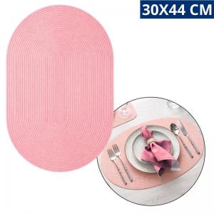 Jogo Americano Oval Pvc Rosa 30X44Cm Durável Resistente Mesa