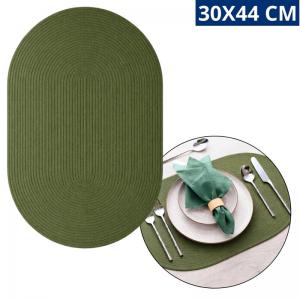 Jogo Americano Oval Pvc Verde Musgo 30X44Cm Alta Durabilidade