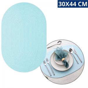 Jogo Americano Oval Pvc Azul Claro 30X44Cm - Decoração Mesa