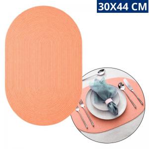 Jogo Americano Oval Pvc Salmão 30X44Cm - Mesa Elegante e Prática