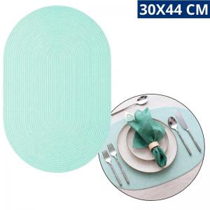 Jogo Americano Oval Pvc Verde Água 30X44Cm Decoração Mesa
