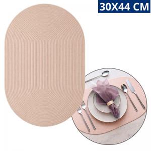 Jogo Americano Oval Pvc Nude 30X44Cm para Decoração de Mesa