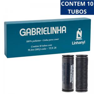Kit Linha de Costura Gabrielinha Preta 91,4M Resistente - Pacote com 10
