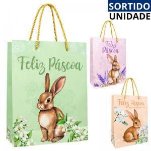 Sacola Presente Páscoa Decorada 27X19X8,5Cm Embalagem Festiva