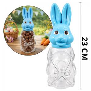 Pote Coelho Páscoa Azul 23Cm para Doces e Chocolates em Plástico