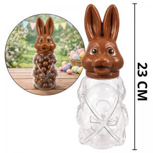 Pote Coelho de Páscoa para Doces e Chocolates, Plástico Marrom, 23Cm