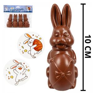 Pote Coelho de Páscoa para Doces 10Cm Chocolate Marrom com 4 Unidades