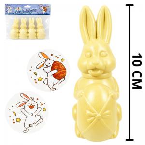 Kit Pote Coelho Páscoa para Doces 10Cm Plástico Amarelo Chocolate Branco