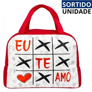 Bolsa Térmica com Alça Decorada Frases de Amor 20X22X12Cm Presente Romântico