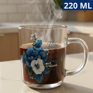 Caneca de Vidro Transparente Decorada Mãe 220Ml em Caixa Presenteável