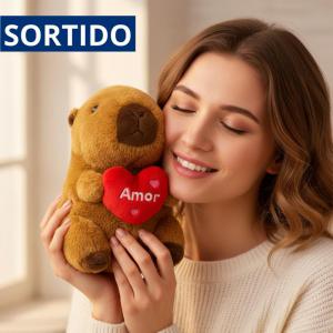 Pelúcia Capivara com Coração e Frase 22Cm Presente Criativo Decoração