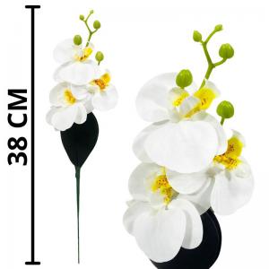 Haste Mini Orquídea Creme Decorativa 38Cm, Pacote com 3 Unidades