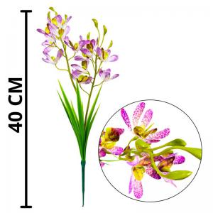 Haste Orquídea Cymbidium Lilás e Creme 40Cm Decoração Floral Elegante
