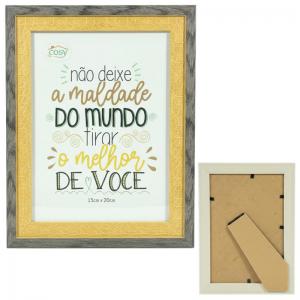 Porta-Retrato Envelhecido Cinza 15X20Cm Plástico Decorativo Vertical e Horizontal