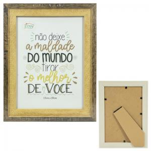 Porta-Retrato Plástico Envelhecido Marrom 15X20Cm Decorativo Horizontal e Vertical