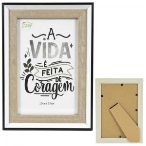 Porta-Retrato Plástico Decorado 10X15Cm Cores Sortidas Suporte Gravata
