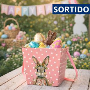 Cachepot Papelão Páscoa Candy Bunny com Alça Sortidos 9,5X10Cm Decoração