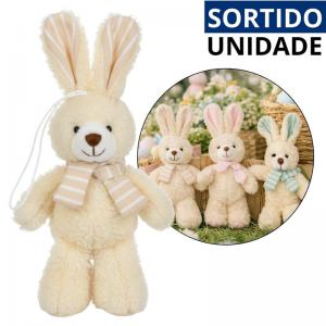 Coelho de Pelúcia com Cachecol 12Cm Super Macio Presente Ideal