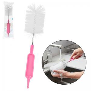 Escova para Mamadeira Rosa 26Cm Limpeza Profunda Bebê Segurança