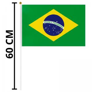Bandeira do Brasil em Tecido com Cabo 30X44Cm - Decoração Nacional
