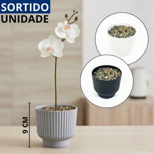 Vaso Decorativo Redondo com Pedras Plástico Sortido 9X9Cm Elegante