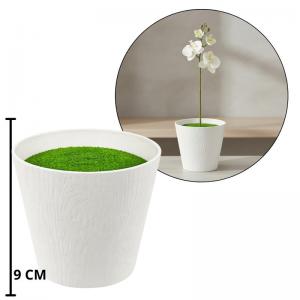 Vaso Decorativo Redondo Branco em Plástico C/ Espuma 9X9Cm