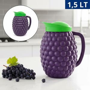 Jarra Plástica 1500Ml com Tampa Uva - Cozinha e Servir Bebidas