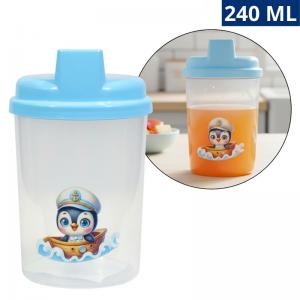 Copo Plástico Azul 240Ml com Tampa e Bico para Bebê - Seguro e Prático