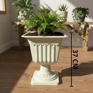 Vaso Decorativo Branco Plástico Quadrado Taça 37X22Cm Elegante