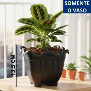 Vaso Plástico Quadrado Preto 13,5X16,5Cm Decorativo para Plantas