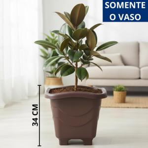 Vaso Plástico Quadrado Coffee Gg 34X37Cm Decoração Moderna Jardim