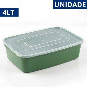 Pote Plástico Retangular Elegance 4 Litros com Tampa Transparente