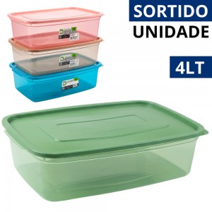 Pote Plástico Retangular Prisma Translúcido 4 Litros Organizador Multiuso