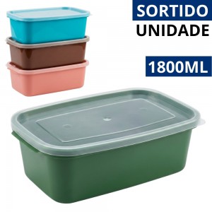 Pote Plástico Retangular Elegance 1800Ml com Tampa Transparente Sortidos Unidade