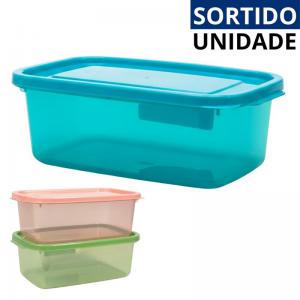 Pote Plástico Retangular Prisma Translúcido 600Ml Organizador Cozinha