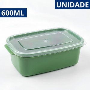 Pote Plástico Retangular Elegance 600Ml com Tampa Transparente Organizador Cozinha