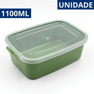 Pote Plástico Retangular Elegance 1100Ml com Tampa Transparente Organizador